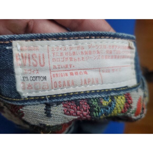 Evisu Origin Osaka Japan Button Fly Blue Shorts Denim Men's Size 34 Vintage - Picture 12 of 16